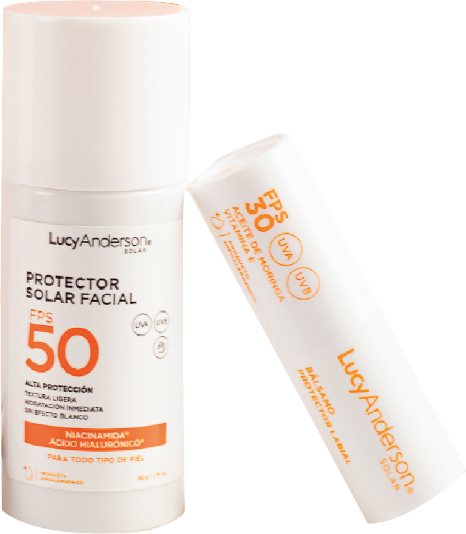 LUCY ANDERSON ESTUCHE PROTECTOR FACIAL FPS 50 X 50 G. Y LABIAL FPS 30